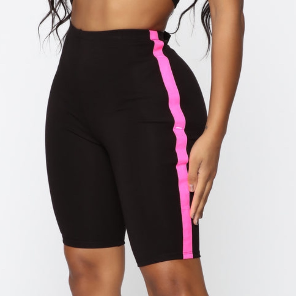 Black Shorts with Pink Stripes - Size Small